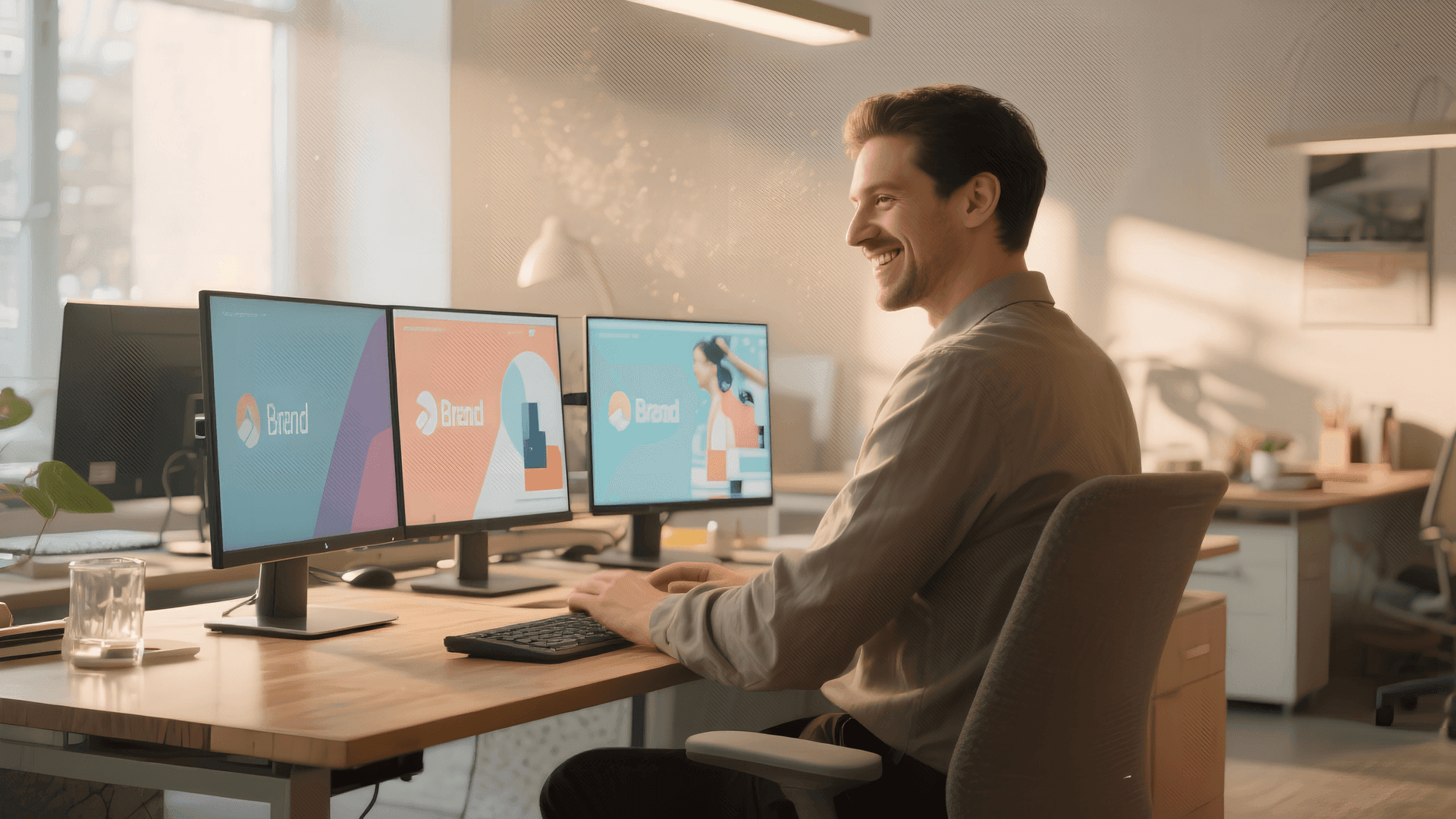 Creative director ensuring color harmony and brand tone consistency during a corporate photoshoot in Dubai.